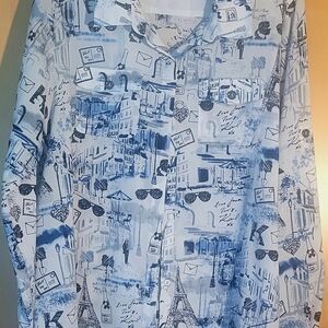 Karl Lagerfeld Blue Graphic Print Shirt
